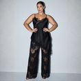 Load image into Gallery viewer, Lala Lace Cami and Pants Set in Black
