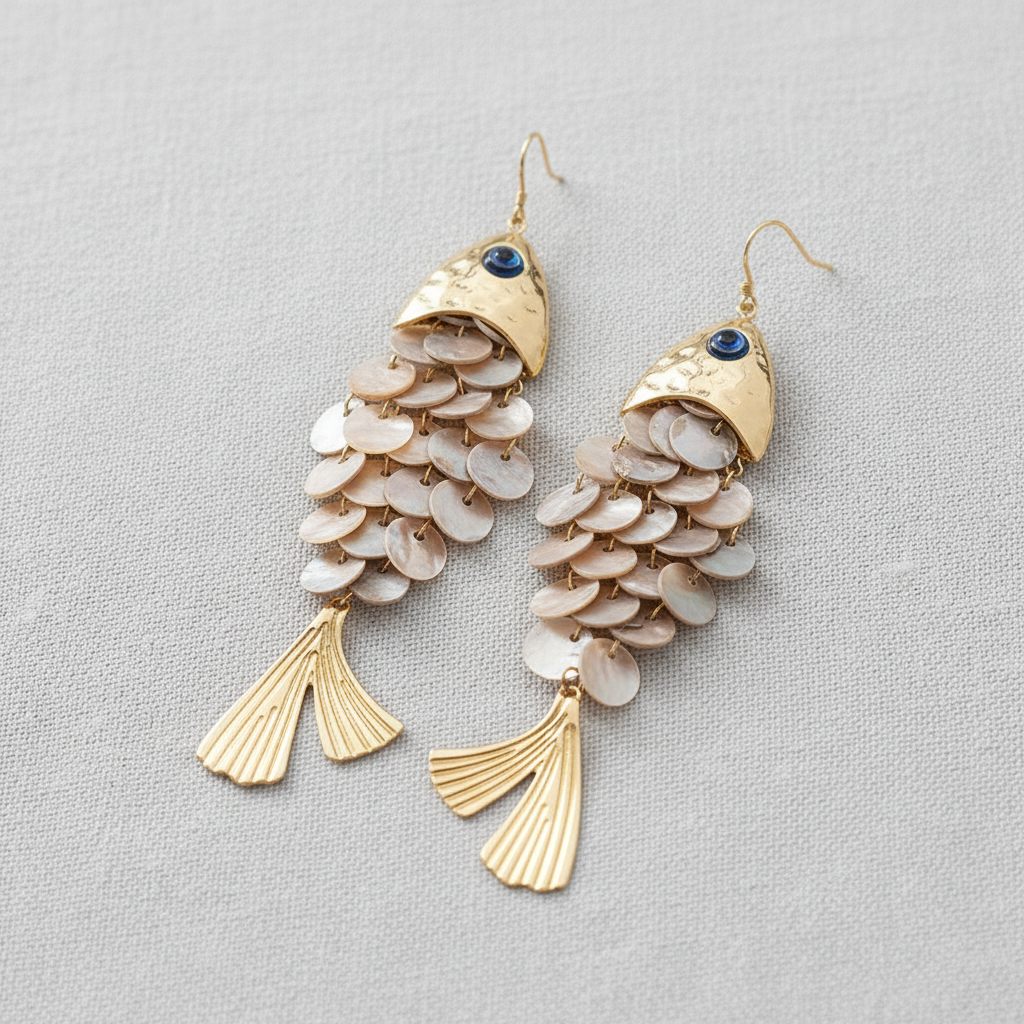 Shell Tassel Fish Hook Earrings