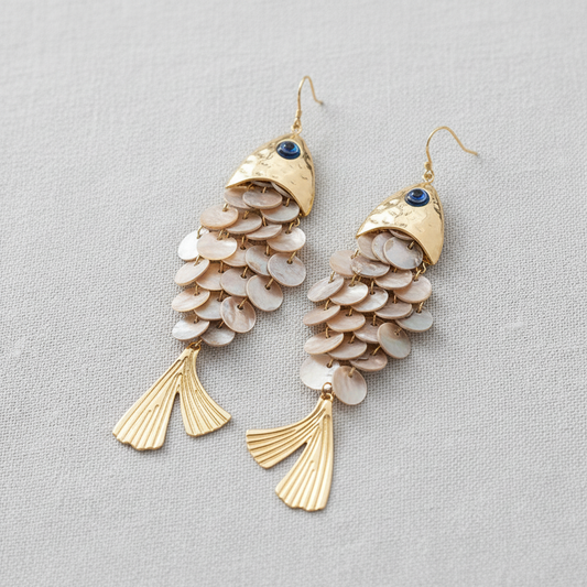 Shell Tassel Fish Hook Earrings