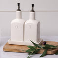 Load image into Gallery viewer, White Cottage Ceramic Oil and Vinegar Set
