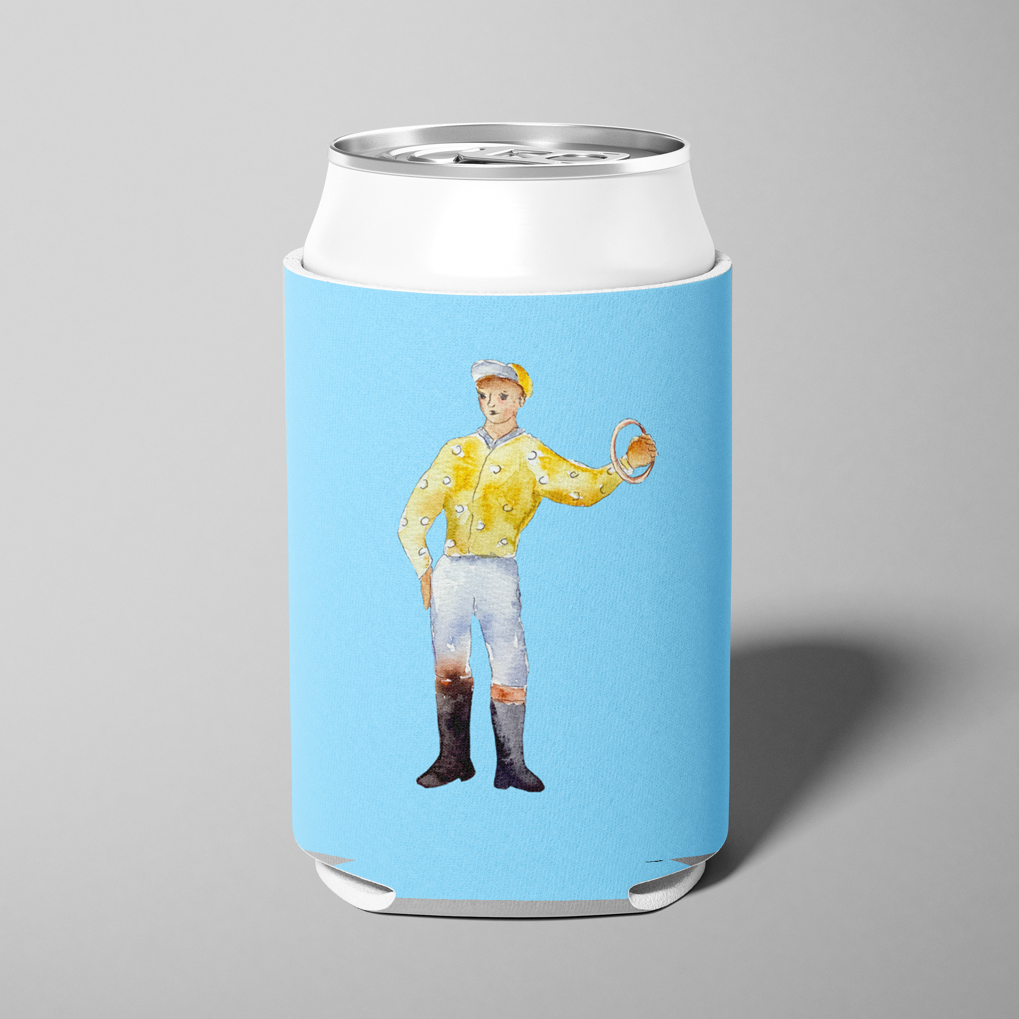 Yellow Jockey Horse Racing Derby Can Cooler