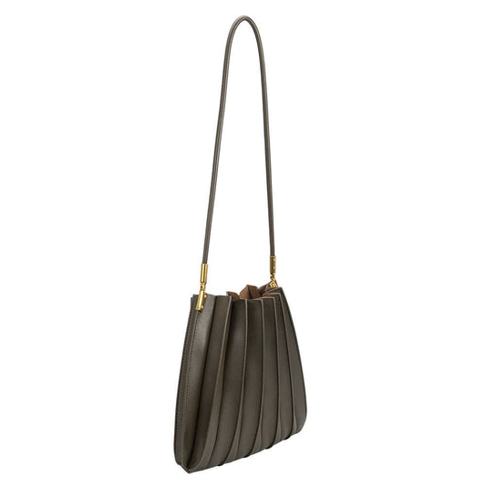 Carrie Olive Pleated Vegan Leather Shoulder Bag