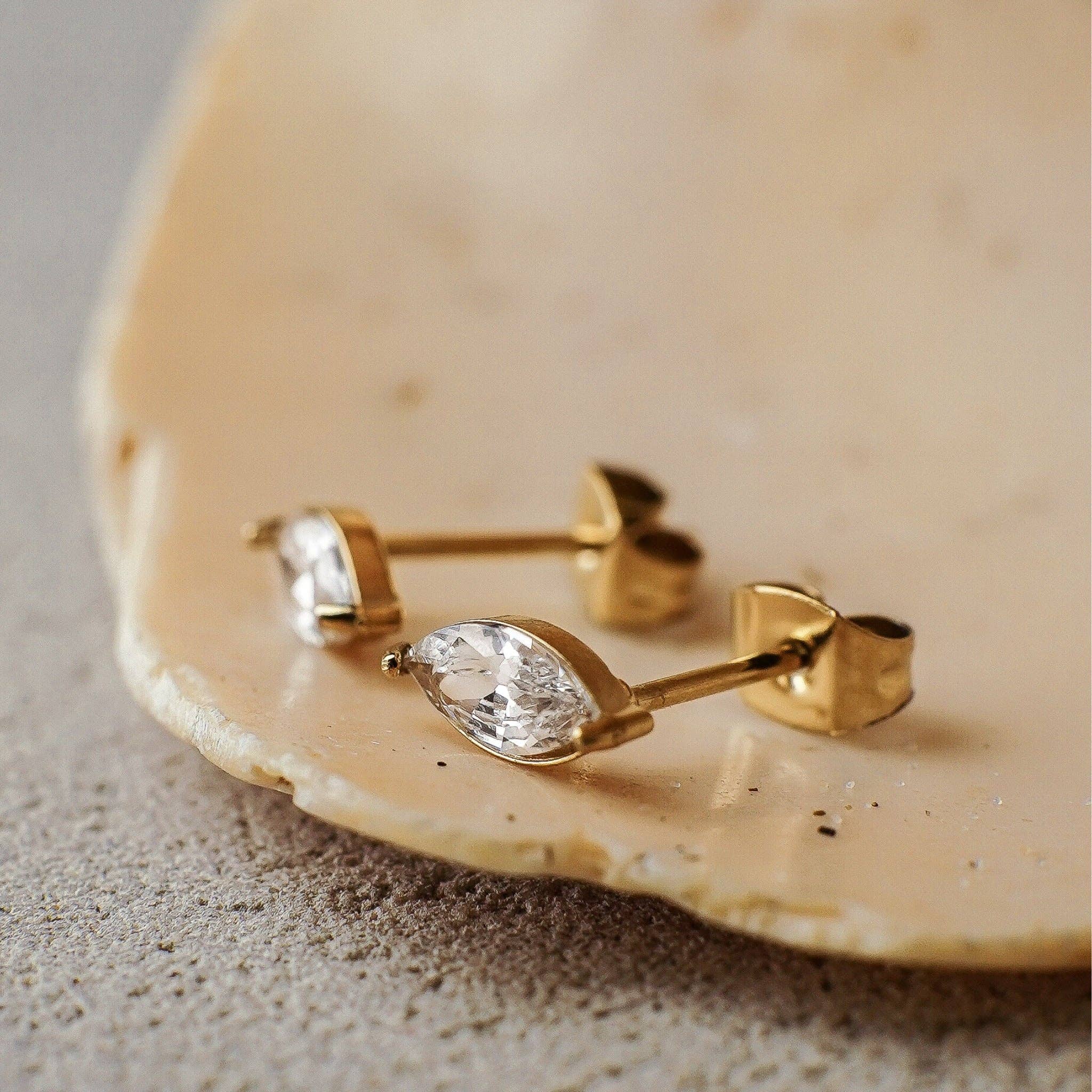 Charlotte Zirconia Gold Stud Earrings