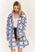 Load image into Gallery viewer, Blue Plaid Teddy Jacket
