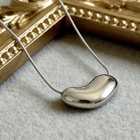 Silver Bean Pendant Necklace