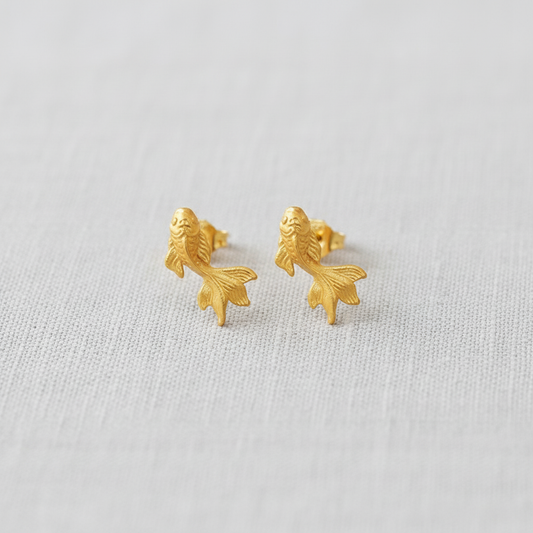 Charming Goldfish Silver Stud Earrings