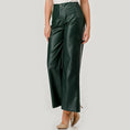 Load image into Gallery viewer, Forest Green Faux Leather Wide-Leg Pants
