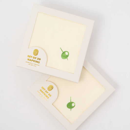 Olive Cocktail Napkins - Set of 20