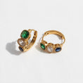 Load image into Gallery viewer, Vintage Gemstone Hoop Earrings - Gold
