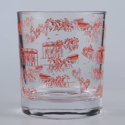 Peach Horse Racing Icons Rocks Glass