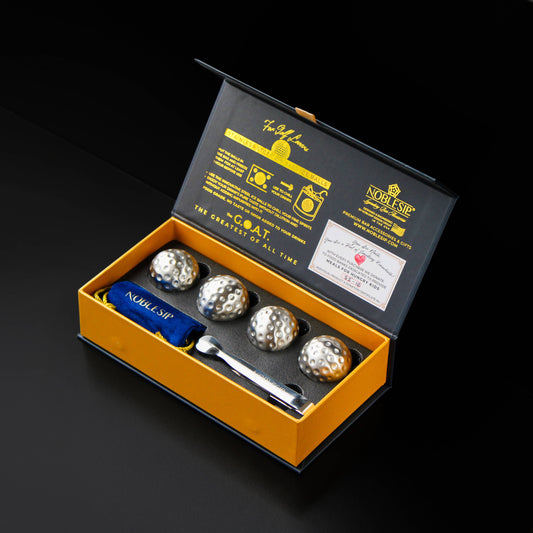 Whiskey GOLF Steel Ice Balls - New NOBLESIP Premium Gift Box