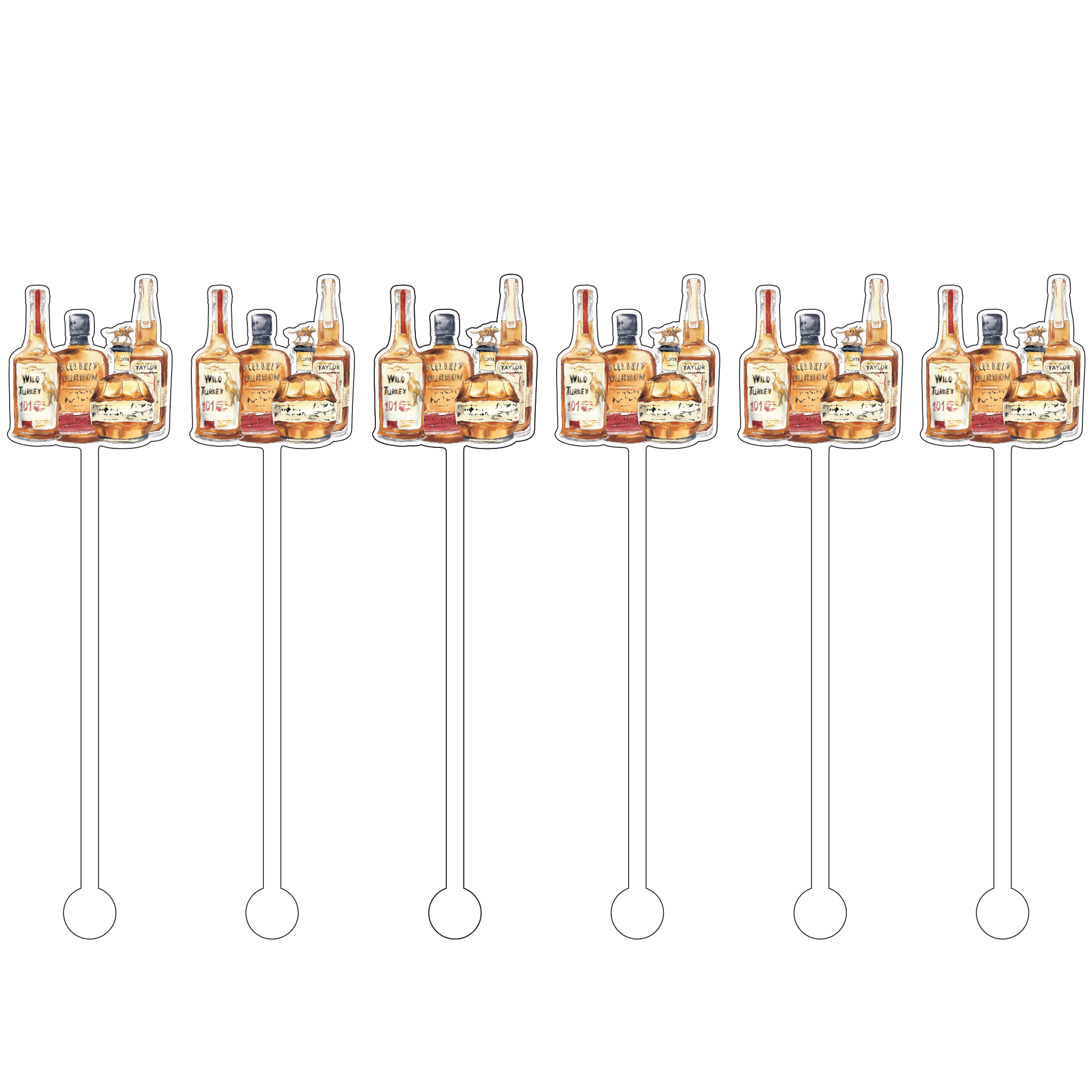 Bourbons of Kentucky Cocktail Stick Stirrer - Set of 6