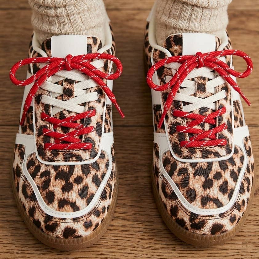 Dual-Lace Leopard Court Sneaker