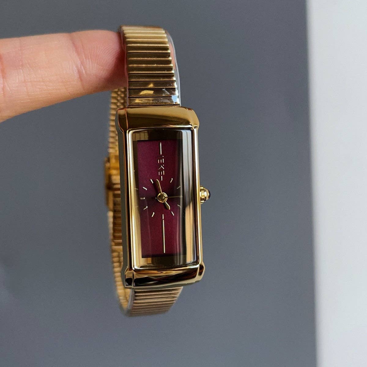 Burgundy Rectange Dial Watch