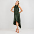 Load image into Gallery viewer, Deep Green Satin Halter Dress
