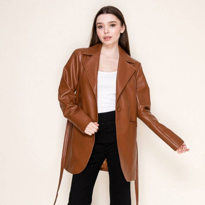 Rust Faux-Leather Jacket