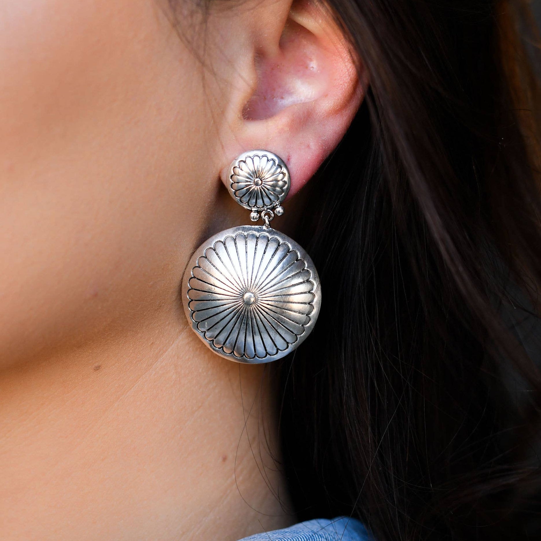 Round Double Concho Earring