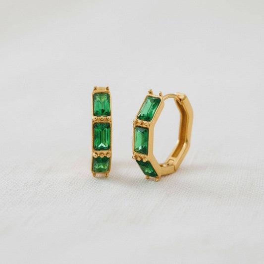 Zirconia Bamboo Hoop Earrings