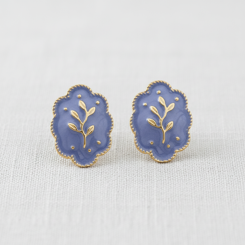 Lavender Enamel Floral Earrings