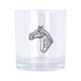 Load image into Gallery viewer, Horse Head Pewter Rocks Glass
