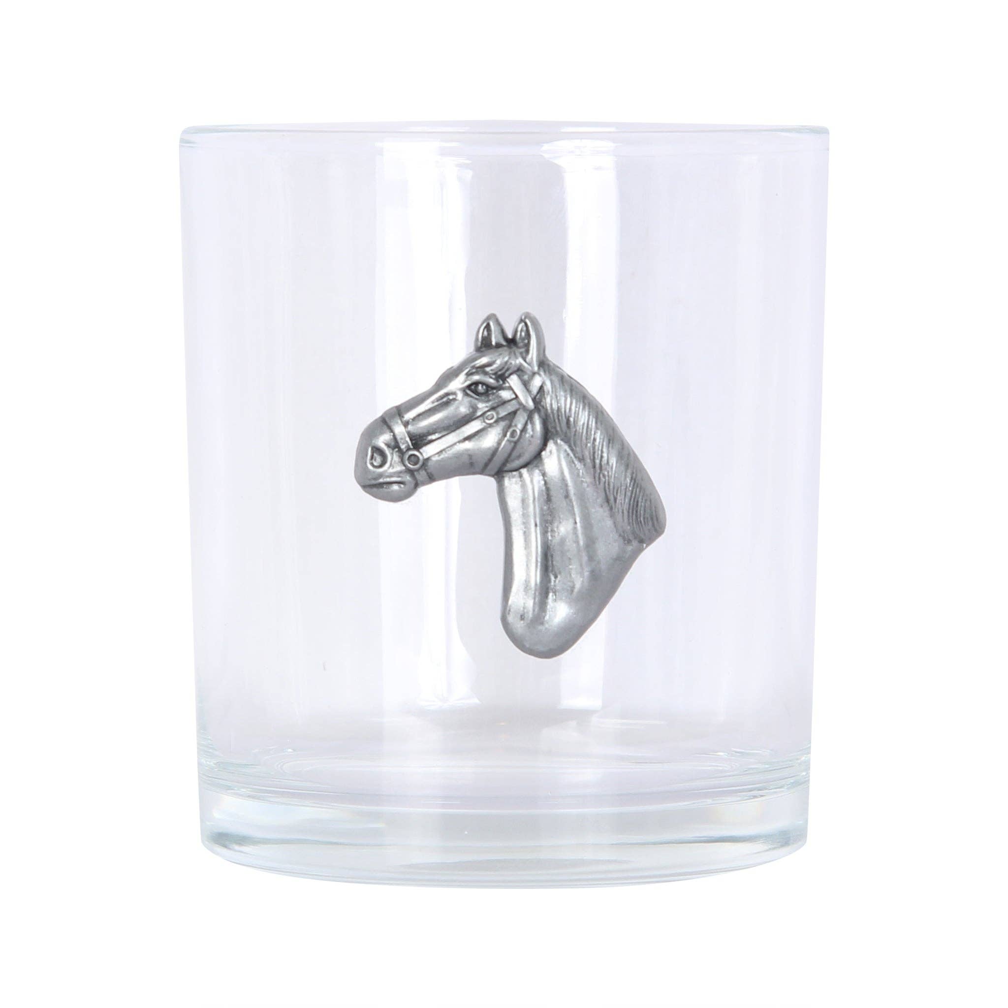 Horse Head Pewter Rocks Glass
