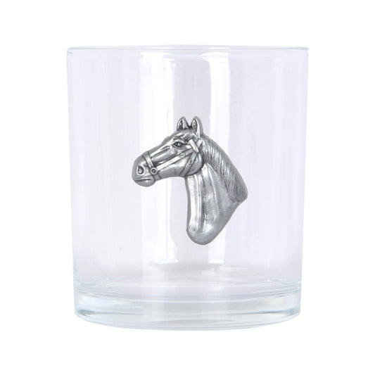 Horse Head Pewter Rocks Glass