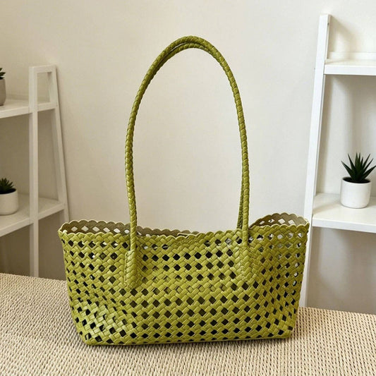 Olive Open Weave Shoulder Bag