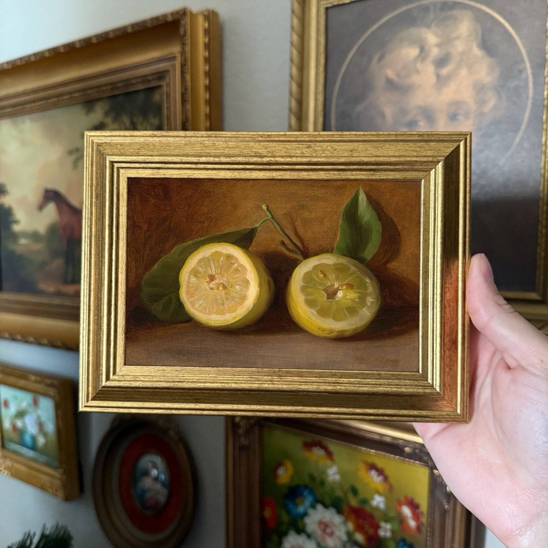 Vintage Style Lemon Still Life Art Print gallery wall Framed