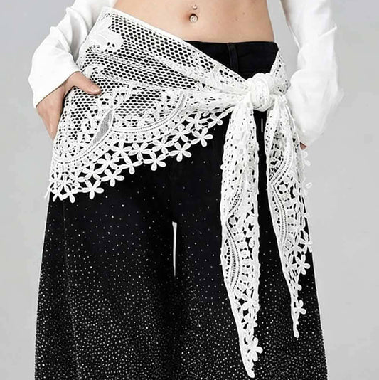 White Floral Hip Scarf