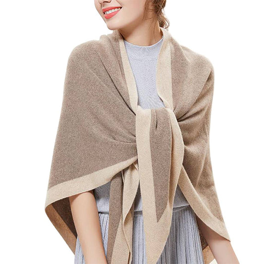Contrast Border  Cashmere Blend Triangular Wrap