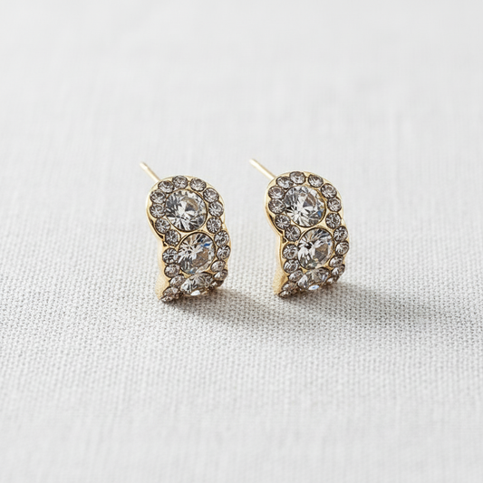 Zirconia C-Shape Stud Earrings