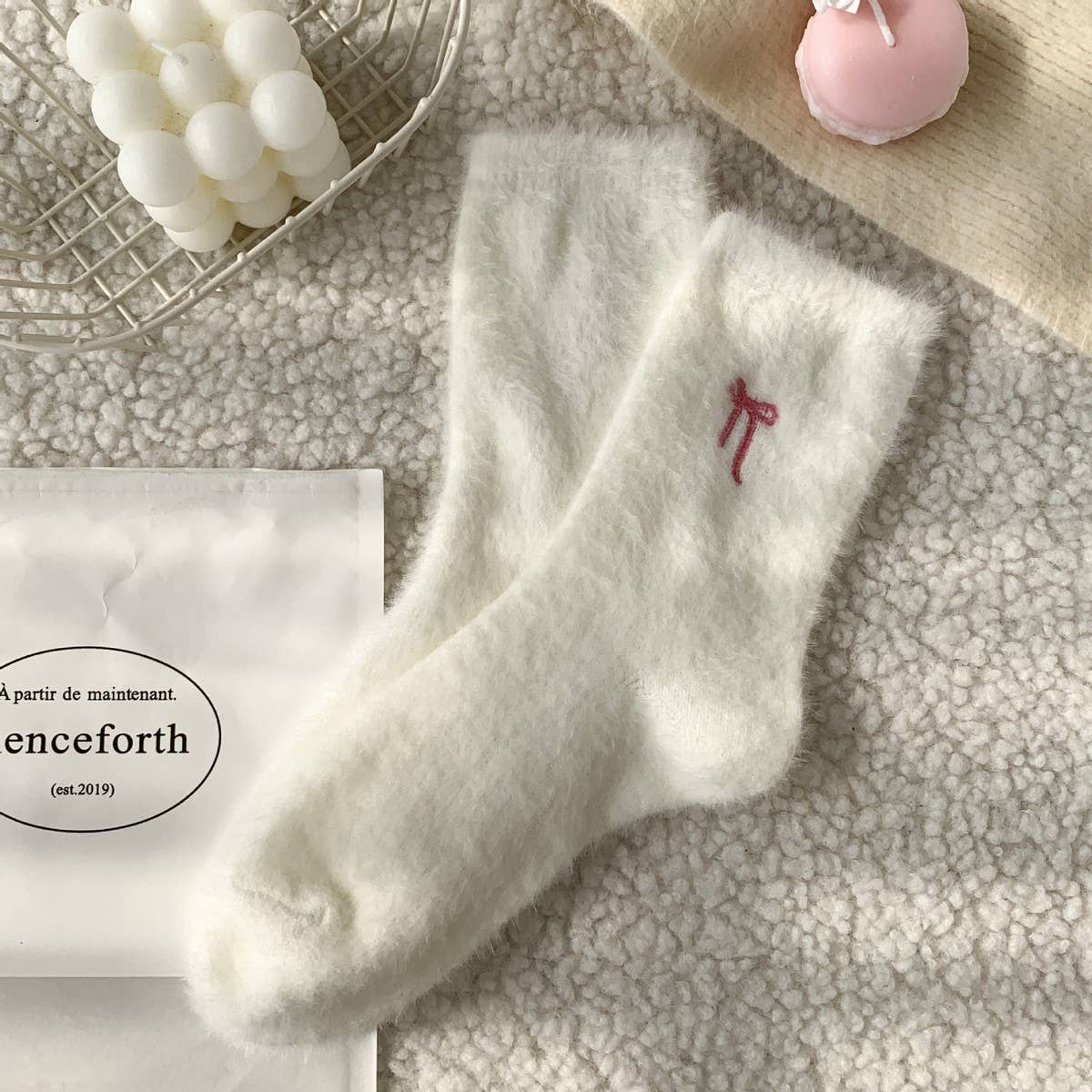 Plush Bow Socks