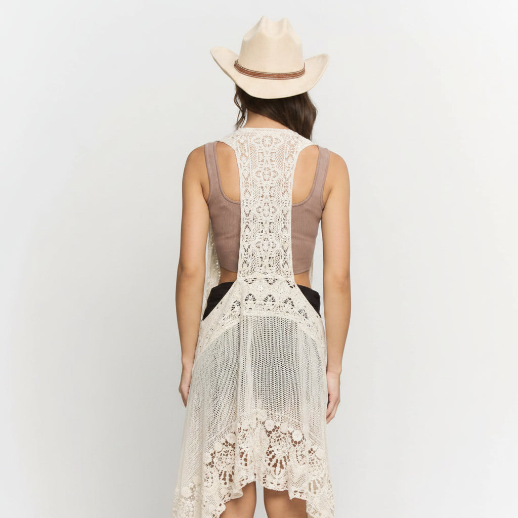 Longline Crochet Vest