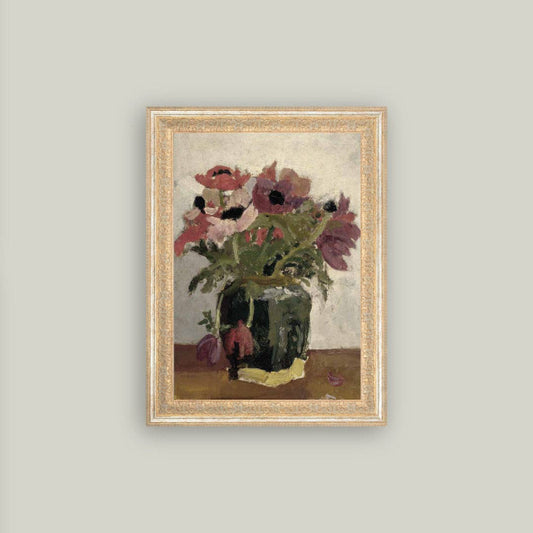 Mauve Floral Framed Antique Art