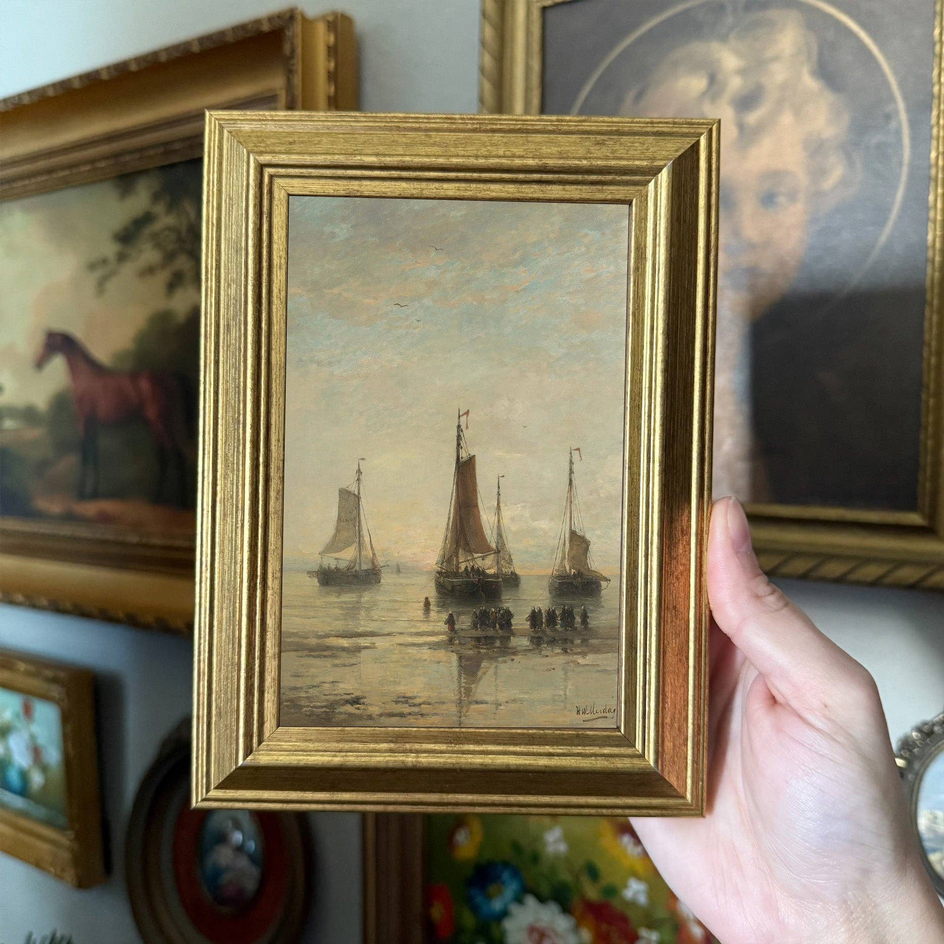 Vintage Style Sail Boat Ship art Print Framed