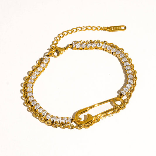 Gold Safety Pin Bracelet
