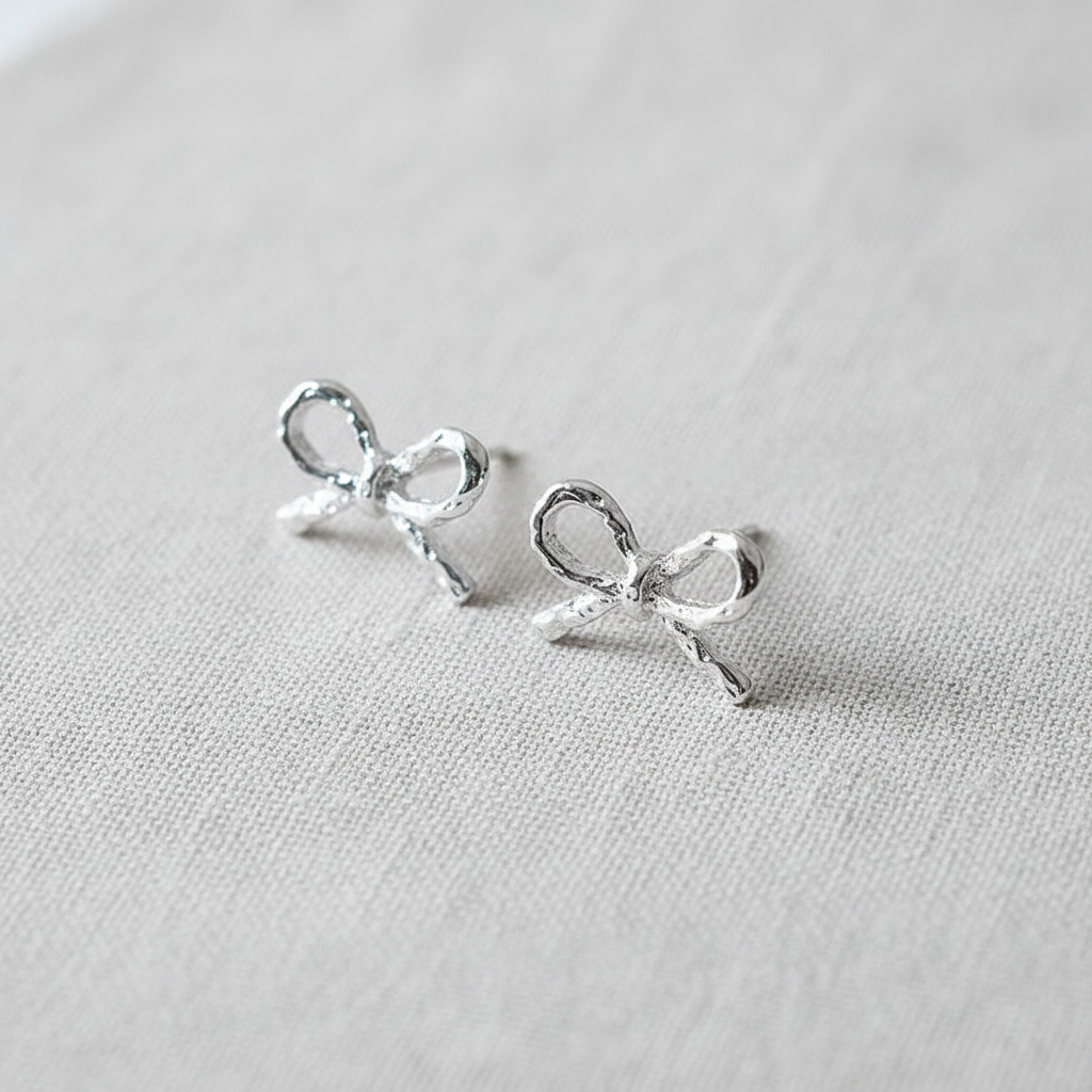 Bow Zirconia Tassel Earrings