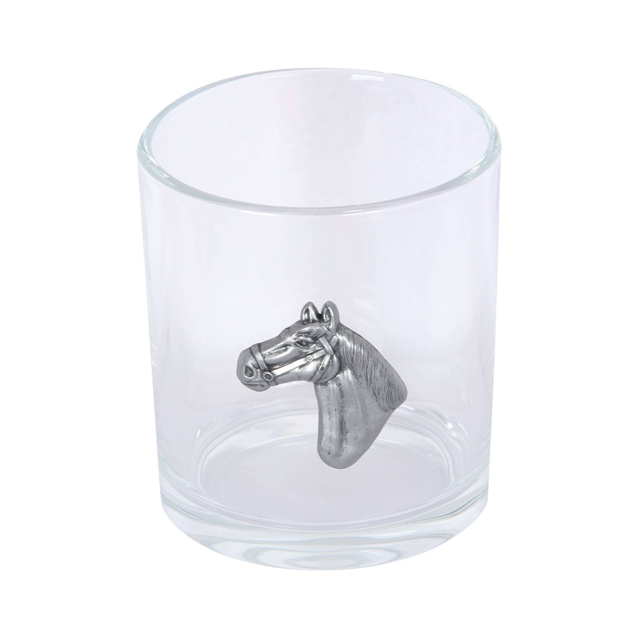 Horse Head Pewter Rocks Glass