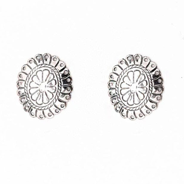 Flower Stamped Concho Post Earring