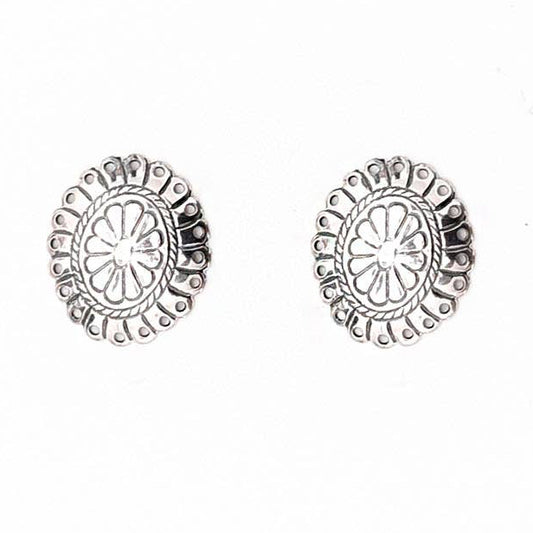 Flower Stamped Concho Post Earring
