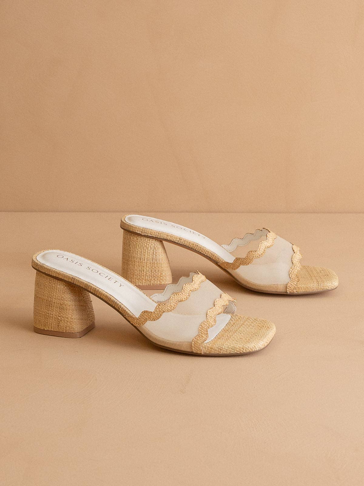 The Trina Scalloped Mesh Block Heel