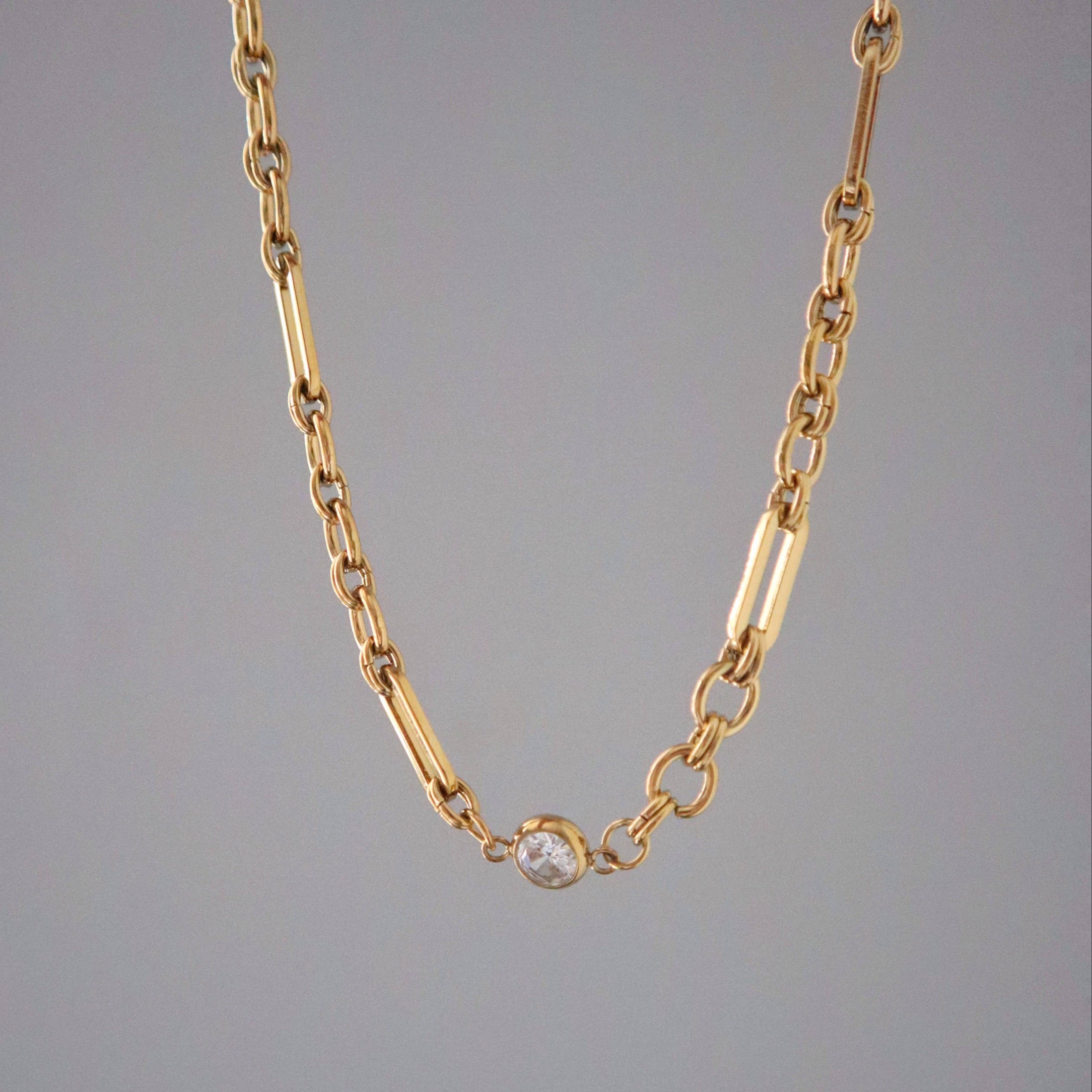 Solenne Chain Necklace | CZ Bezel Necklace
