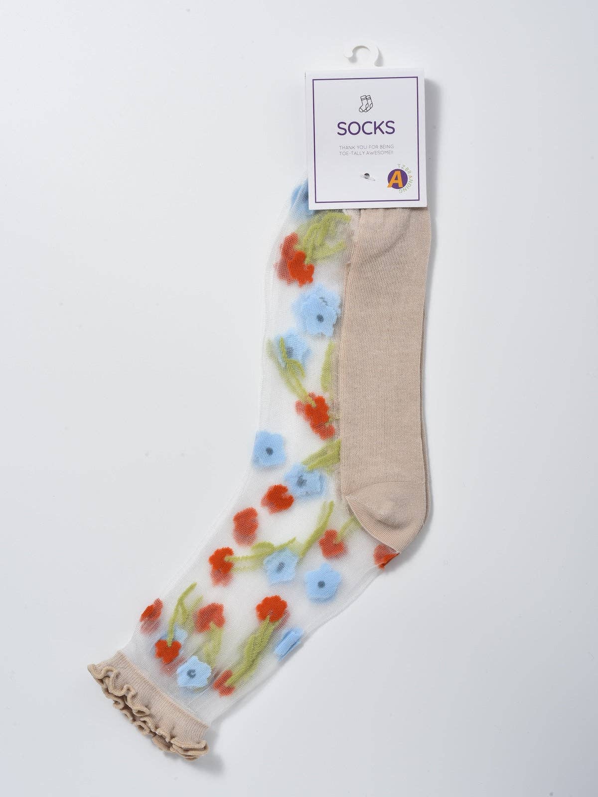 Sheer Floral Vine Crew Socks