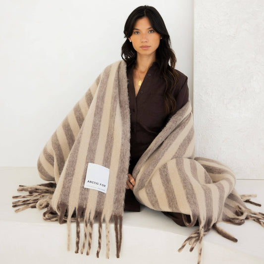 The Wool Stripe Throw - Burnt Umber Stripe