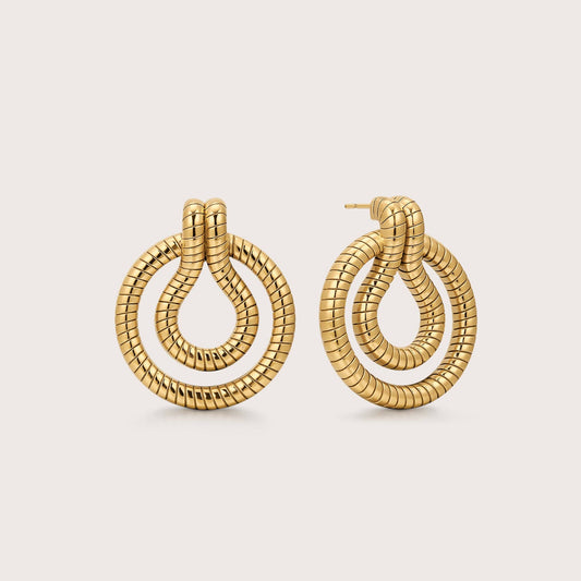 Ribbed Circular Earrings