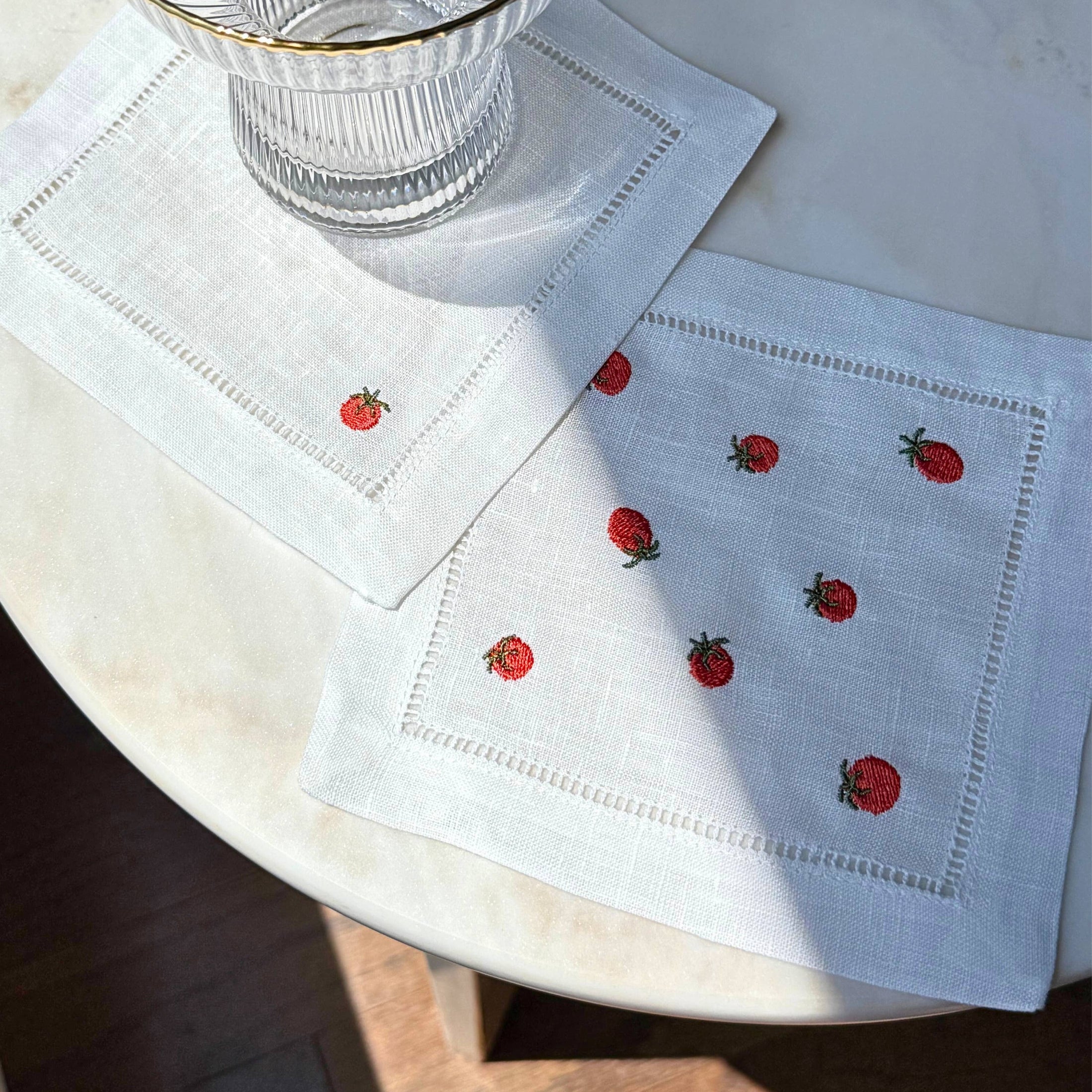 Tomato Embroidered Cocktail Napkin Set