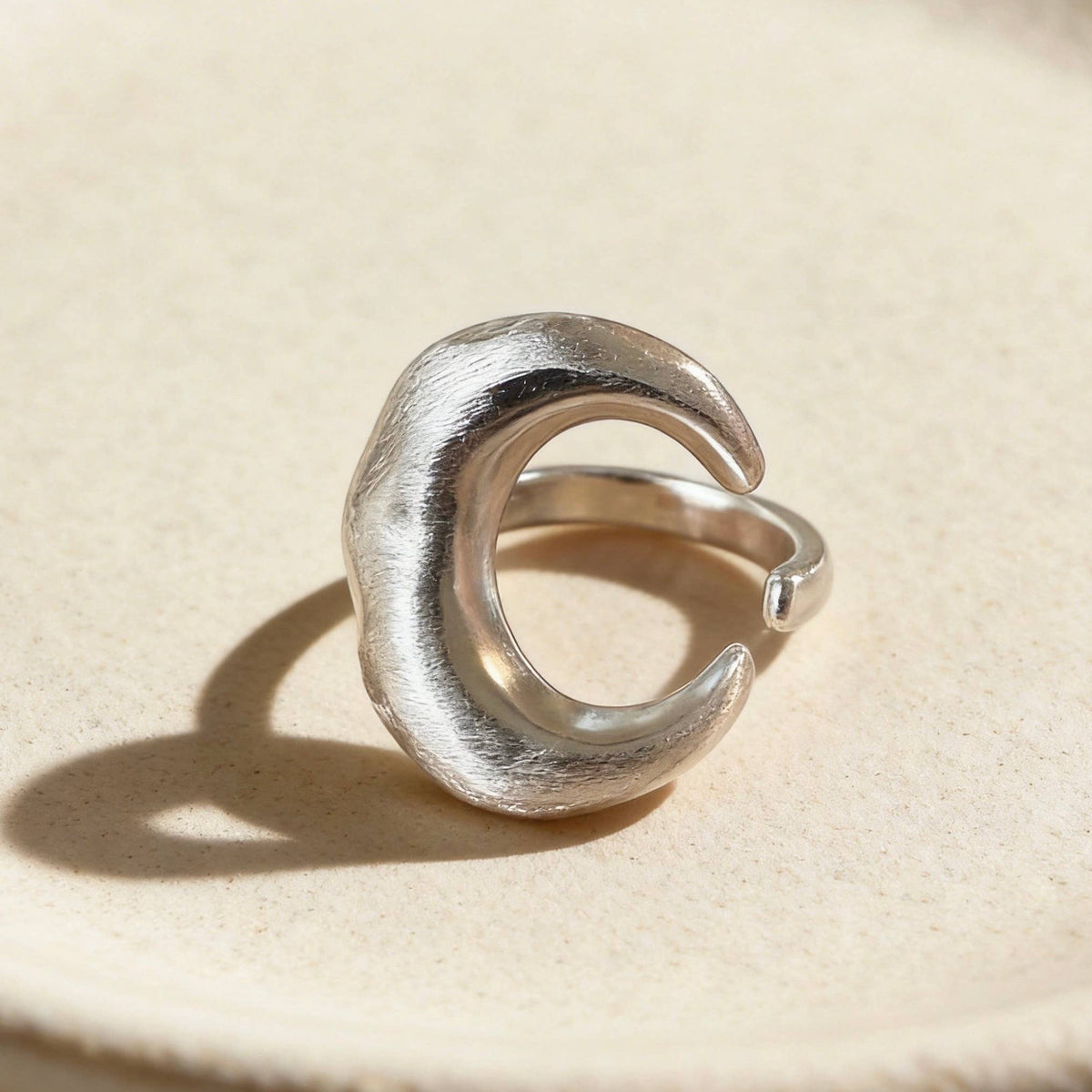 Silver Crescent Moon Ring