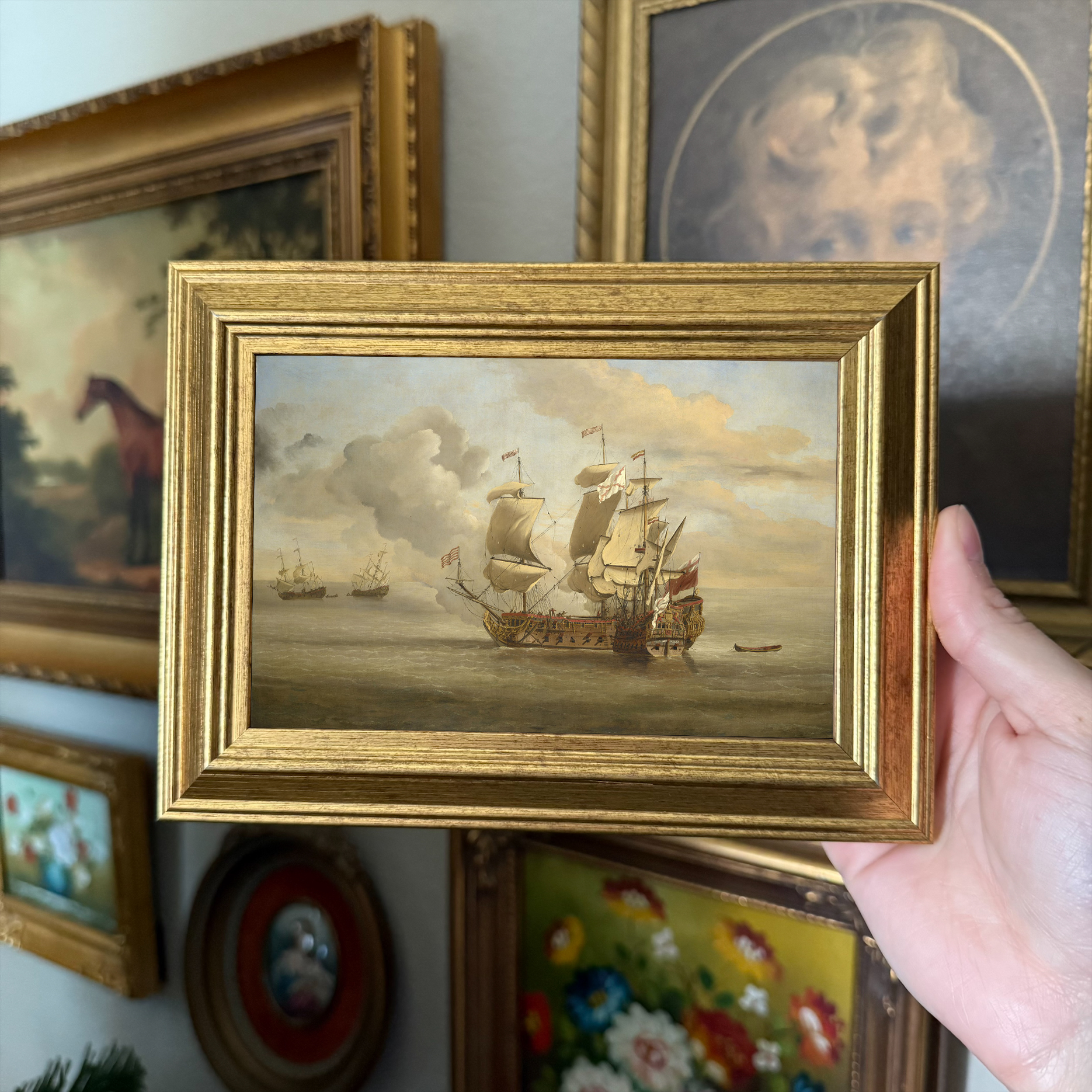 Vintage Style Pirate Ship painting Art Print Framed
