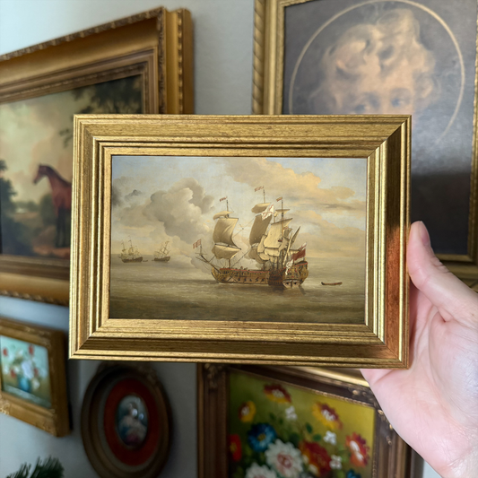 Vintage Style Pirate Ship painting Art Print Framed