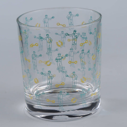 Mint Jockeys and Horseshoes Rocks Glass
